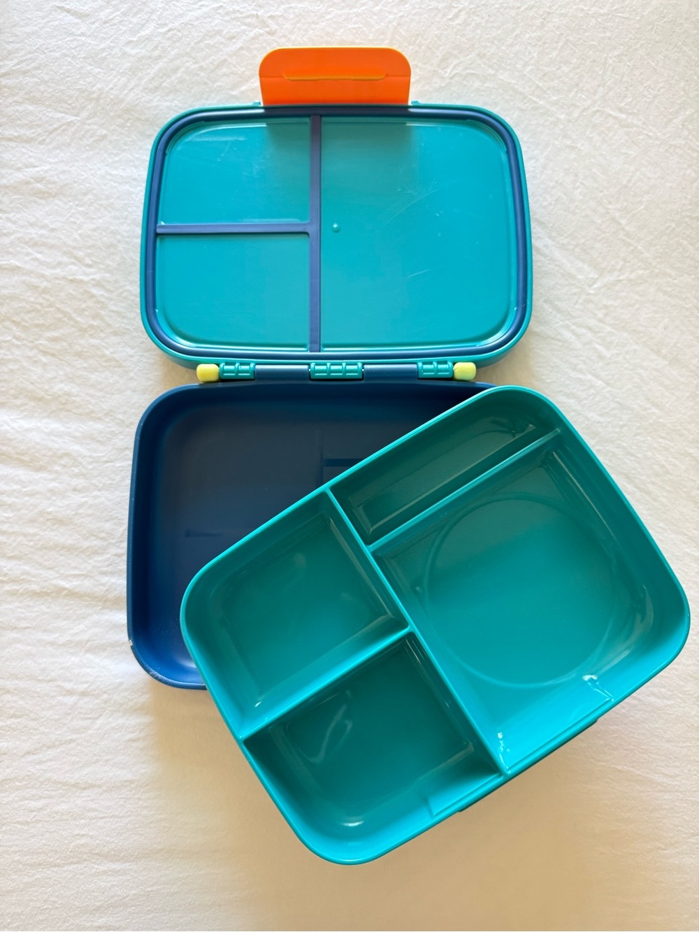 Blue & Teal Airtight Food Storage Container with Orange Clip